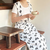 Vest Black And White Bow Print H-Shaped Apron_Cwmm5825