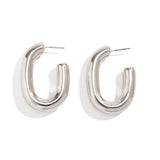 METAL WIND CIRCULAR RING THICK CHAIN EARRINGS_CWAJE1153