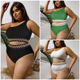 SEXY STRIPED PLUS SIZE SPLIT BIKINI SWIMSUIT_CWMW0212