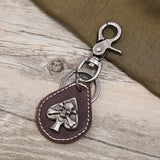 PUNK RETRO ALLOY SKULL GENUINE LEATHER KEYCHAIN_CWMM5036