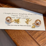 LIGHT LUXURY CHAMPAGNE COLOR PENDANT BOW EARRINGS_CWAJE3012