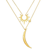 SUN AND MOON DOUBLE LAYERED EVIL EYE NECKLACE_CWMM5694