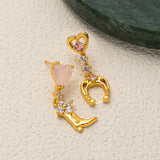BOW HORSESHOE BOOT ZIRCON 18K GOLD STUD EARRINGS_CWAJE5069