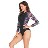 MULTICOLOR PRINTED ONE PIECE ZIP UP SWIMSUIT_CWMW0296