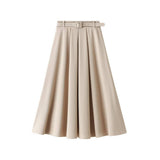 RETRO HIGH WAIST A LINE SKIRT SLIM SKIRT WITH BELT_CWBMS0307