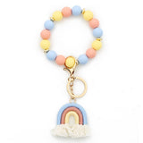 RAINBOW TASSEL KEYCHAIN WITH COLORFUL BEAD BRACELET_CWAB5071