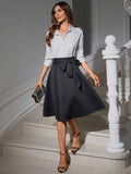 Stretch Knit Mid-Length Skirt With High Waist