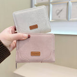 Retro Minimalist Zip Wallet With Snap Closure_Cwab06221