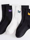 BUTTERFLY EMBROIDERY CREW SOCKS FOR WOMENS_CWMS085