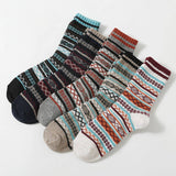 5 PAIRS OF VINTAGE PRINT THICK WARM COTTON SOCKS_CWMS0683