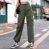 Stylish Multi-Pocket Cargo Straight Leg Pants