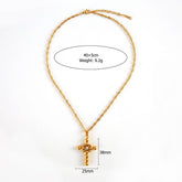 MINIMALIST STEEL BEAD CROSS NECKLACE WITH ZIRCON_CWMM8864