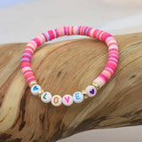 COLORFUL POLYMER CLAY LETTER BEADED BRACELET_CWMM3570