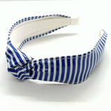 NAVY STRIPE WIDE KNOT PU LEATHER HEADBAND_CWAHA6327
