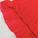 Solid Color Wooden Ear Edge Dress Buttock