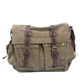 Vintage Canvas Leather Laptop Satchel For Men_Cwab5567