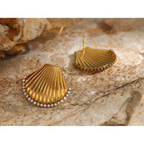 CREATIVE OCEAN SERIES GOLD SHELL EARRINGS_CWAJE1797