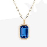 SQUARE ZIRCON PENDANT PAPERCLIP CHAIN NECKLACE_CWMM3845