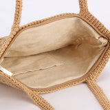 NEW SOLID COLOR RETRO HOLLOW SHOULDER WOVEN BAG_CWAB4692