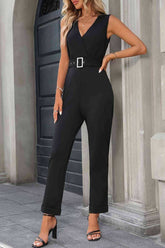 Cwsbssl0131_Commuter Fashion Knitted Cross Collar Jumpsuit