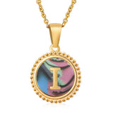 Cwaje1942_Simple Round Colorful Shell Letter Necklace