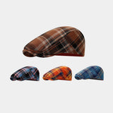 Plaid Dopamine Color Block Newsboy Hat_Cwah04626