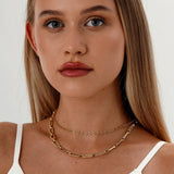 STACKING NECKLACES PAPERCLIP CLASP DOUBLE NECKLACE_CWMM3689