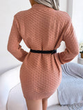 Solid Color Long Sleeved Knit Skirt With Base
