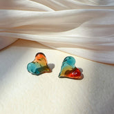 RETRO JELLY CONTRAST HEART EARRINGS_CWAJE2173