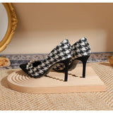 THOUSAND BIRD PLAID SLIM HEEL HIGH HEELS_CWSHH0024