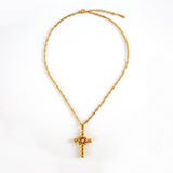 MINIMALIST STEEL BEAD CROSS NECKLACE WITH ZIRCON_CWMM8864