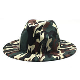 CAMOUFLAGE STRIPED TWEED WIDE BRIM HAT JAZZ HAT_CWAH2560