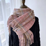 PLAID TASSEL SCARF WRAP FOR STUDENTS COUPLES_CWASC1461