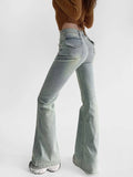 V-Waisted Fleece Slightly Flared Long Jeans