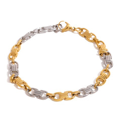 Two-Tone Cuban Chain Bracelet In Titanium Steel