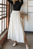 Solid Color High Waist Drop Long Slit Skirt