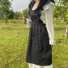 SMALL FRESH RUFFLED STRAP CROSS APRON_CWMM5792