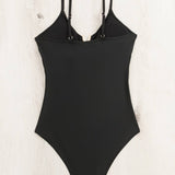 SOLID COLOR HOLLOW ONE PIECE SWIMSUIT_CWMW0283
