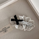 CREAMY WHITE LACE FLOWER PEARL BOW HAIRPIN_CWAHA4656