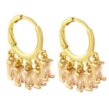RECTANGULAR COLORED ZIRCON TASSEL EARRINGS_CWAJE1006