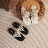 2024 PEARL SQUARE TOE FLIP TOE OPEN TOE SANDALS_CWSHS0703