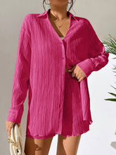 V-Neck Shirt Long Sleeve Shorts Casual Suit