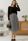 Women Fashion Over Knee Plaid Skirt_Cwbls122