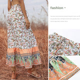 Split Lace-Up Bohemian Floral Skirt