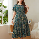 2025 LOOSE FLORAL DRESS PLUS SIZE CASUAL FIT_CWDMD5961