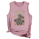 NTAGE YELLOW FLOWER VEST FOR WOMEN SLEEVELESS_CWTTSL0414