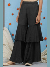 COTTON AND LINEN PATCHWORK CASUAL WIDE PANTS_CWBLP0634