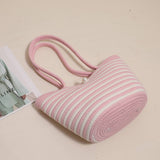 LARGE CAPACITY STRIPED SHOULDER BAG STRAW BAG_CWAB1882