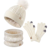 Three-Piece Set Of Pom-Pom Hat, Scarf And Gloves_Cwmm2779
