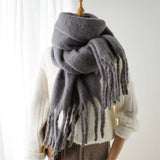 MOHAIR TASSEL SCARF FOR WINTER UNISEX LONG SHAWL_CWASC0965